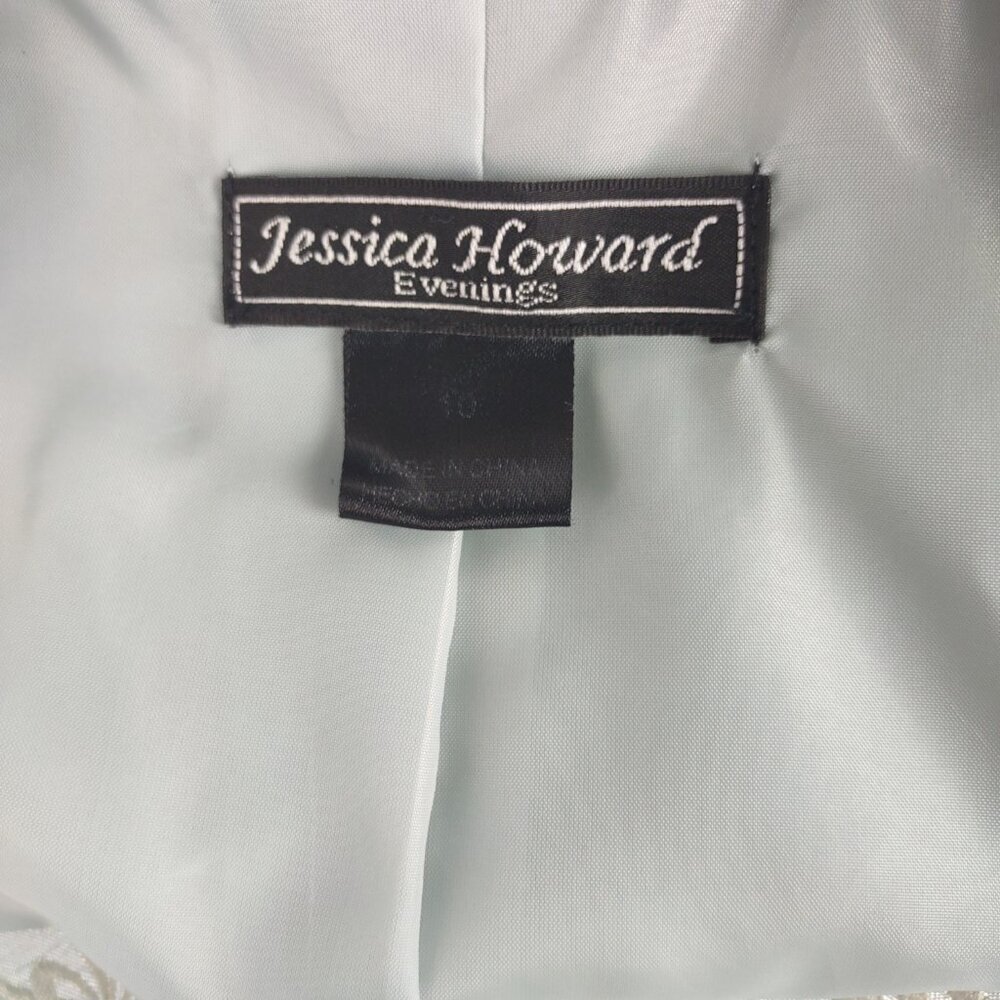 Jessica Howard Evenings 2Pc Sage Jacquard Sheath Dress Jacket Set Size 10 - Picture 14 of 16